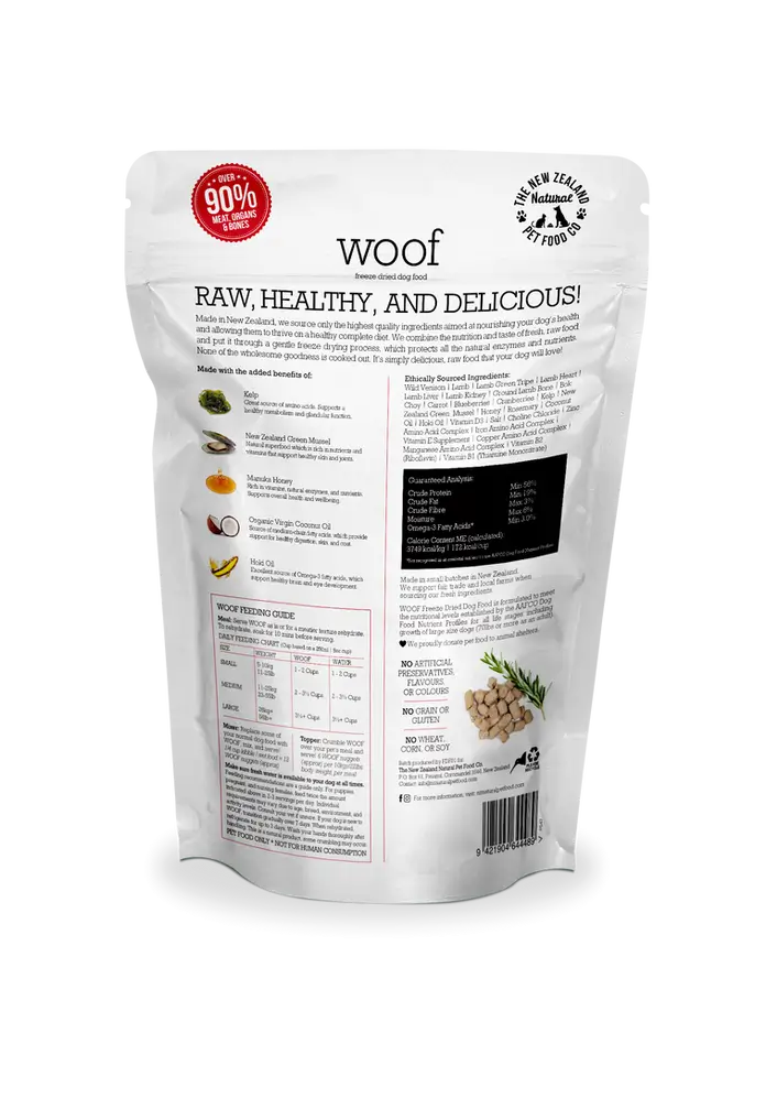 The NZ Natural Pet Food Co. | Woof | Freeze-Dried Wild Venison (For Dogs) | Pet Store Toronto